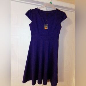 Miusol NWT Navy Blue Midi Dress With Cap Sleeve And Side Zip Size L
